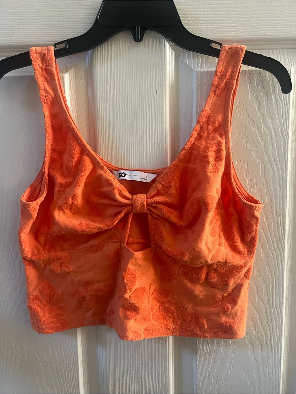 SO Bright Orange Bow Front Crop Tank